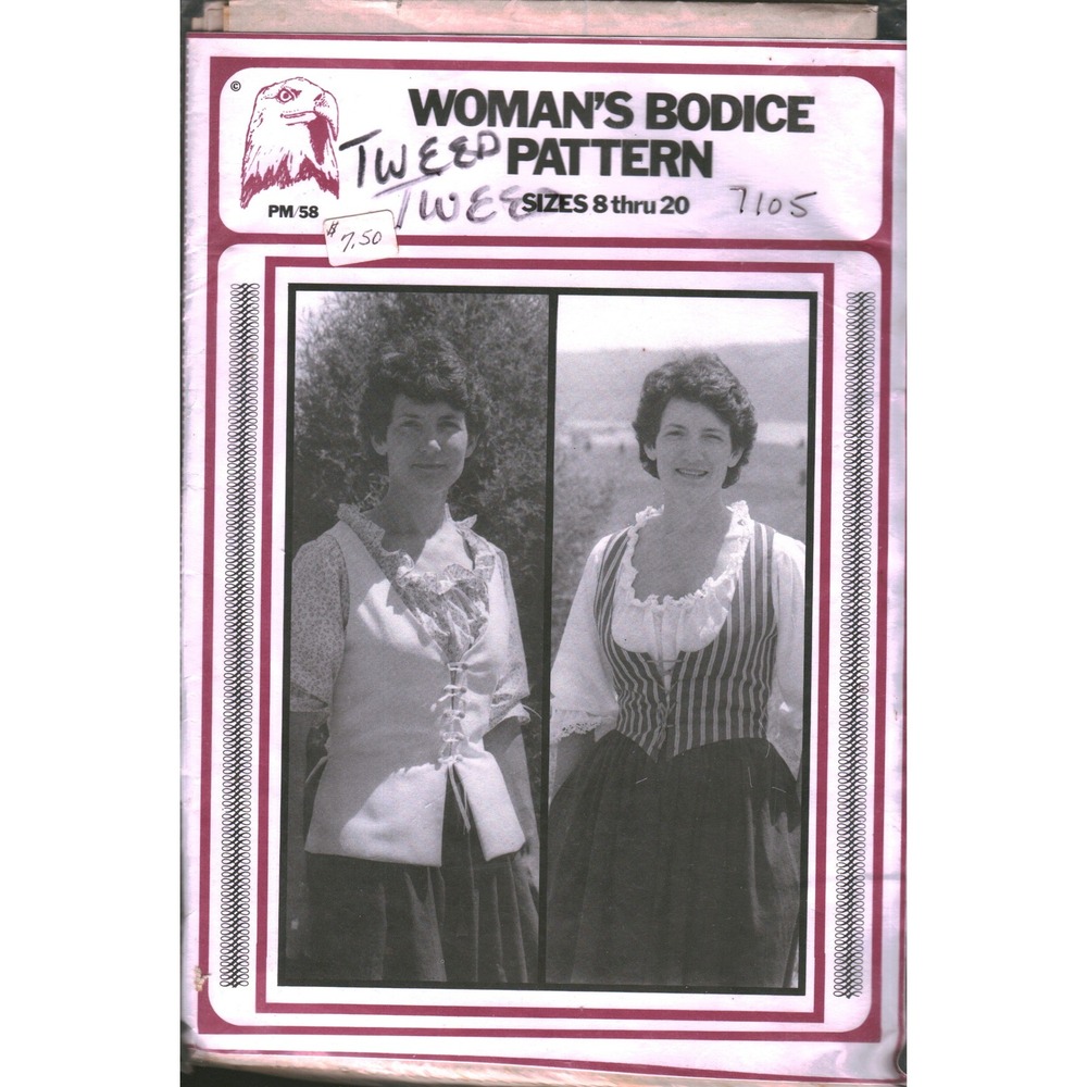 Vintage Tweed Woman's Bodice Sewing Pattern PM/58 Sizes 8-20 Renaissance Folk